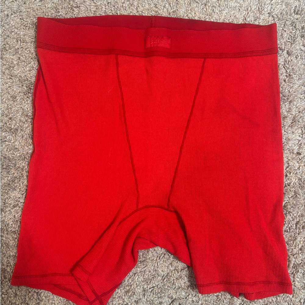SKIMS Ribbed Boxers - Bold Red - Picture 2 of 4